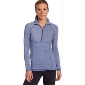 Columbia Women's Layer First Half Zip Top UPF 40 Blue Stripes | Fall | Cozy